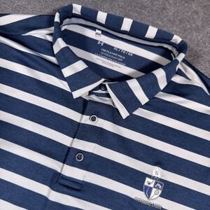 Under Armour The Playoff Polo Mens XL Blue White Striped Golf Shirt Performance